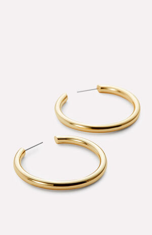 Tia Medium Gold Hoop Earrings image number 5