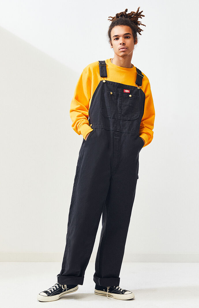 black denim overalls mens