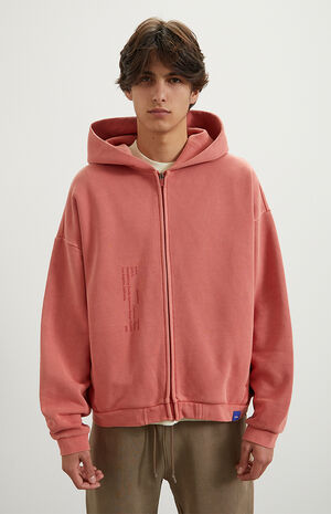 Red Vintage Wash Heavyweight Fleece Zip Up Hoodie image number 2