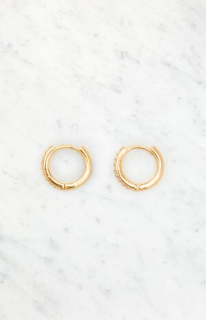 14K Gold Plated Rhinestone Hoop Earrings image number 1