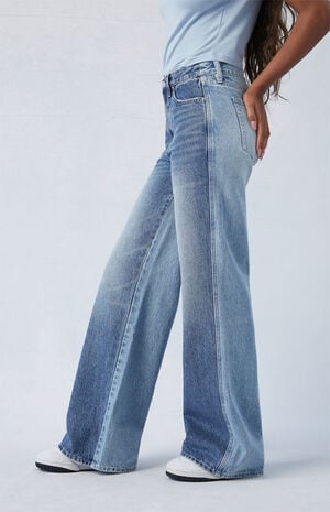 Eco Two-Tone Mid Rise Baggy Jeans image number 4