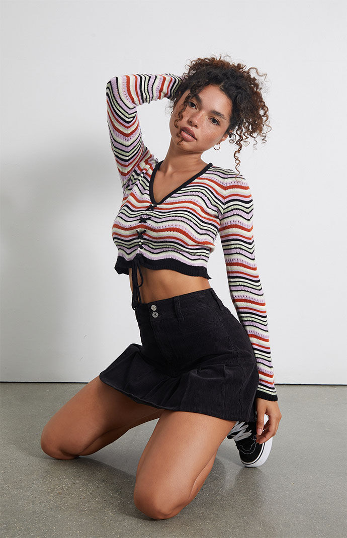 PacSun High Waisted Corduroy Pleated Mini Skirt PacSun