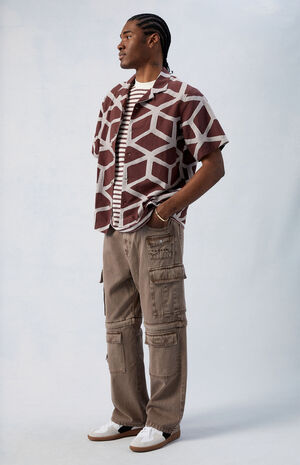 Brown Baggy Zip-Off Cargo Jeans image number 2