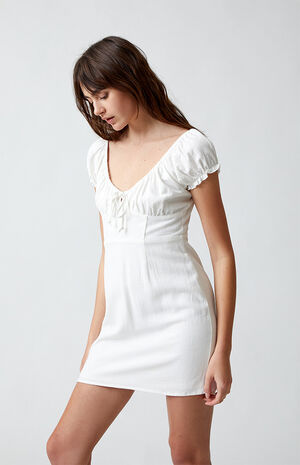 Tie Front Linen Mini Dress image number 2