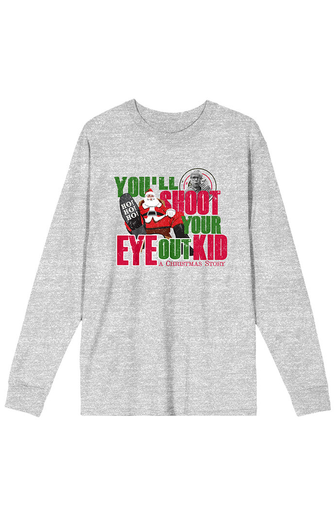 Pacsun Men s A Christmas Story Long Sleeve T Shirt in Heather Grey Size 2XL