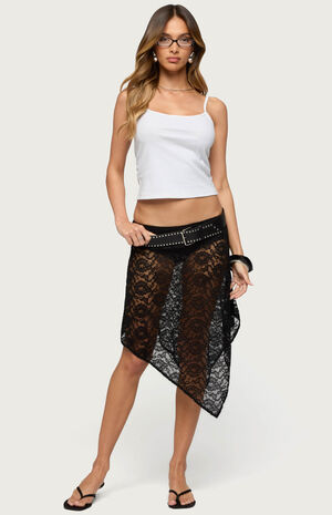 Sheer Lace Handkerchief Mini Skort image number 4