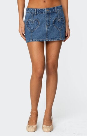 Heart Pocket Denim Mini Skirt image number 1