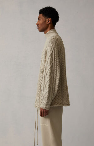 Wheat&nbsp;Cable Knit Turtleneck Sweater image number 3