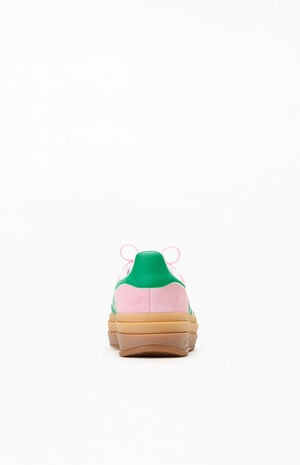 Women's Green & Pink Gazelle Bold Sneakers image number 3