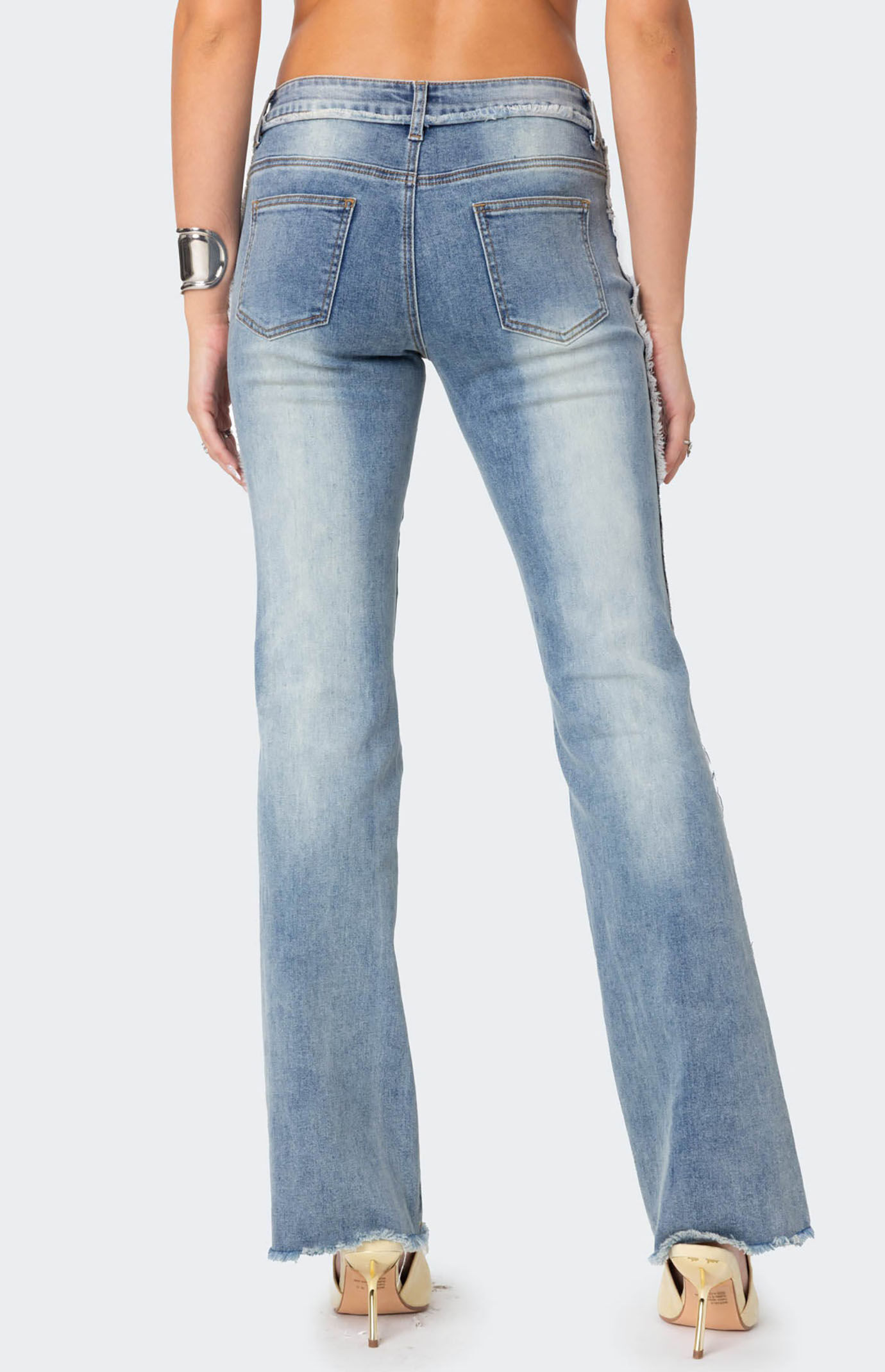 【2plan】Notice Washing Flare Denim Edikted Frayed Seam Washed Flare Jeans | PacSun