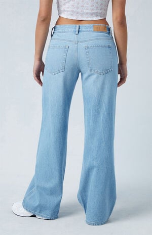 Eco Light Blue Low Rise Baggy Jeans image number 3