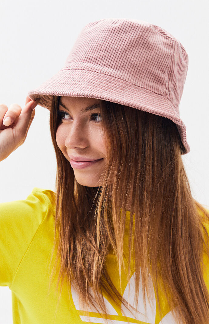 pink corduroy bucket hat