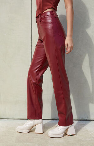 x PacSun Red Lune Faux Leather Pants image number 3