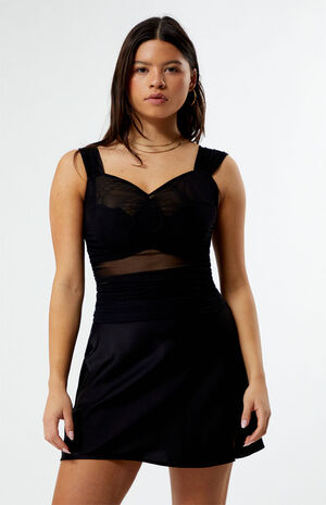 Mesh Ruffle Rose Tank Top image number 1