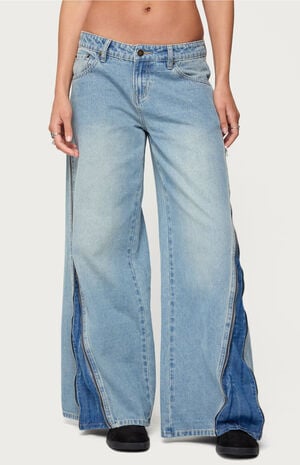 Zippered Washed Wide Leg Jeans image number 1