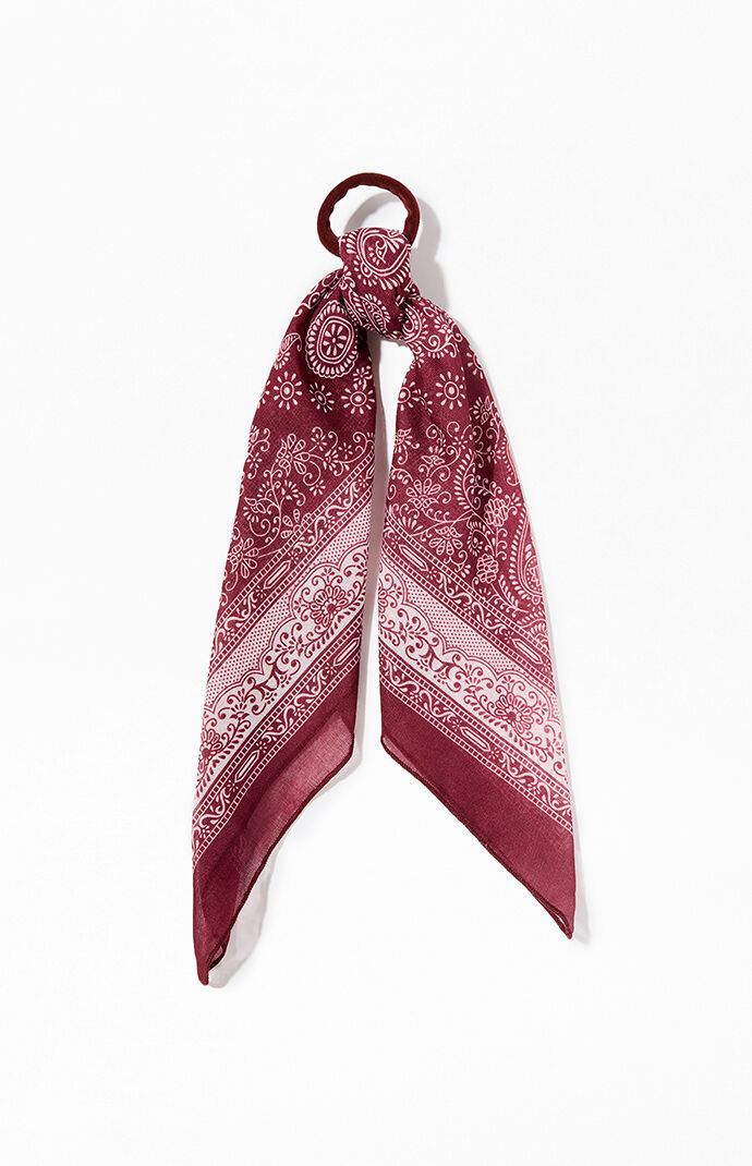LA Hearts Burgundy Bandana Scarf Hair Tie