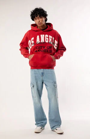 Red Los Angeles Applique Fleece Hoodie image number 5