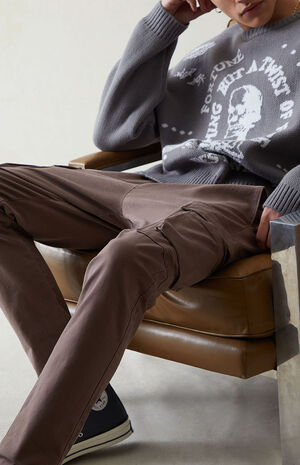 Eco Stretch Canvas Taupe Slim Cargo Pants image number 4