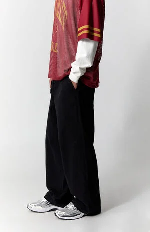 Black Baggy Drawstring Trousers image number 3