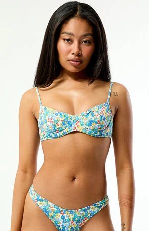 Blue & White Floral Madison Underwire Bralette Bikini Top image number 3