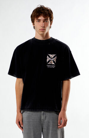 x Civil Active Leopard Iron Skull Ripped Oversized T-Shirt image number 2