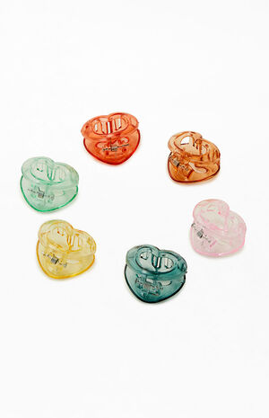 6 Pack Mini Heart Hair Claw Clips image number 2