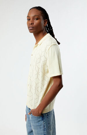 Cream Pattern Knit Shirt image number 3