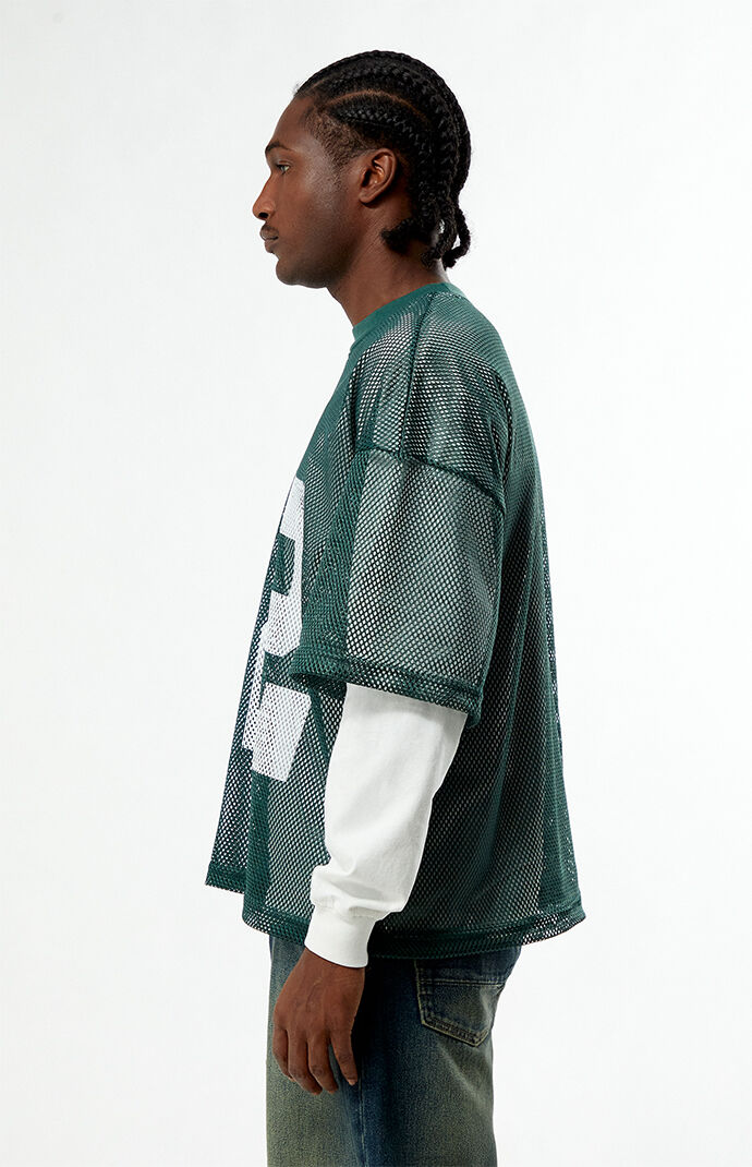 Pacsun 62 Mesh Jersey 2fer Long Sleeve T-Shirt