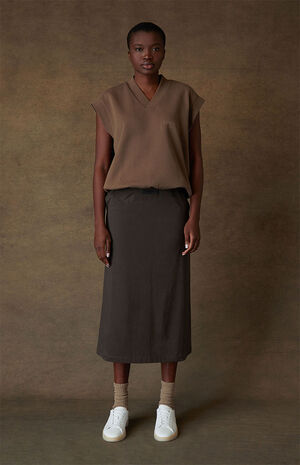 Women's Off Black Midi Skirt image number 6