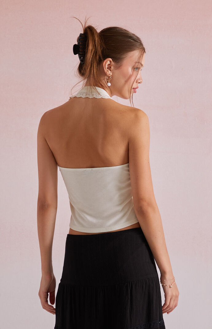 Beverly and Beck Hailey Trim Halter Tank Top