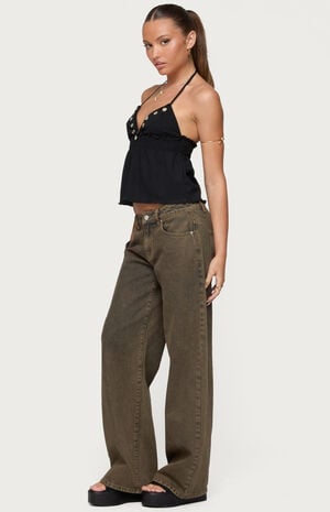 Textured Iridescent Babydoll Halter Top image number 4