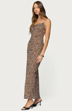 Ayanah Leopard Printed Backless Maxi Dress image number 2
