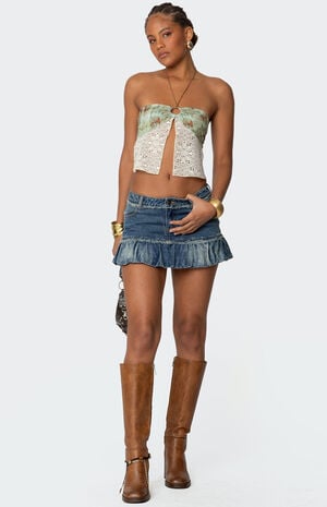 Bubble Hem Denim Mini Skirt image number 1