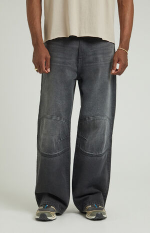 Black Panel Knee Extreme Baggy Jeans image number 1