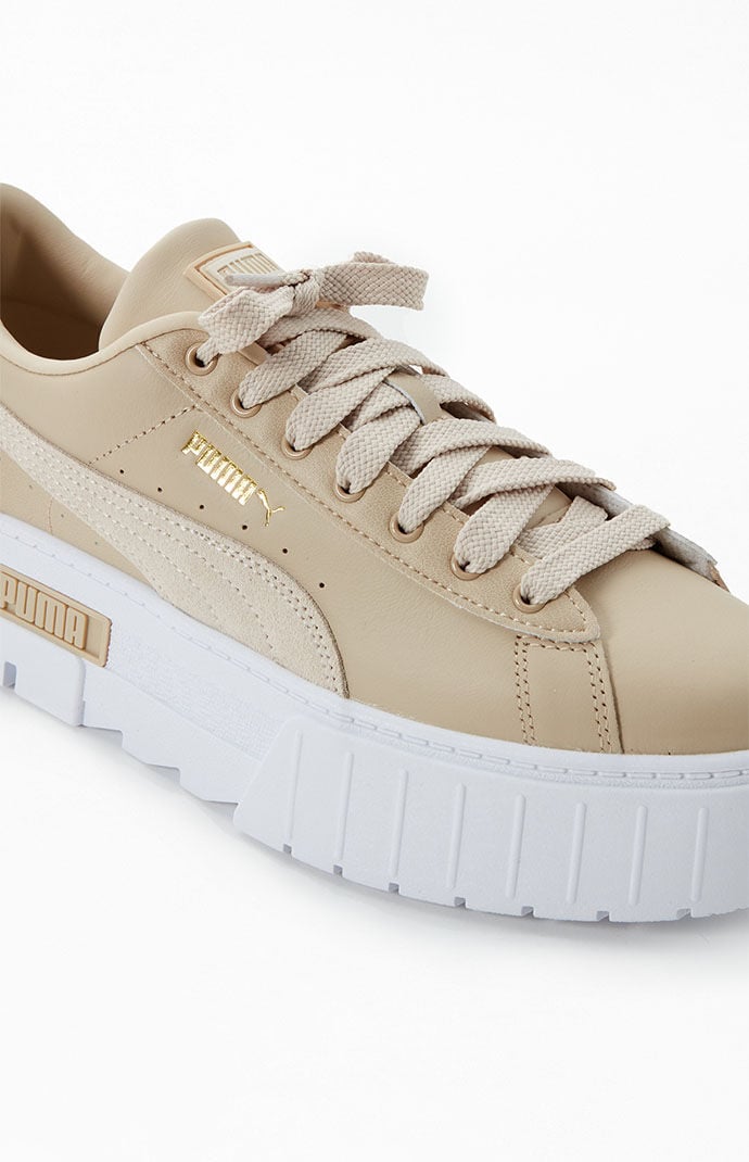 Puma Women s Beige Mayze Leather Sneakers PacSun