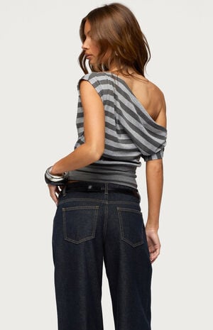 Kittie Striped Off The Shoulder Top image number 3