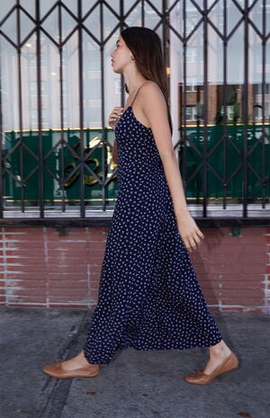 Blue & White Floral Colleen Midi Slip Dress image number 3