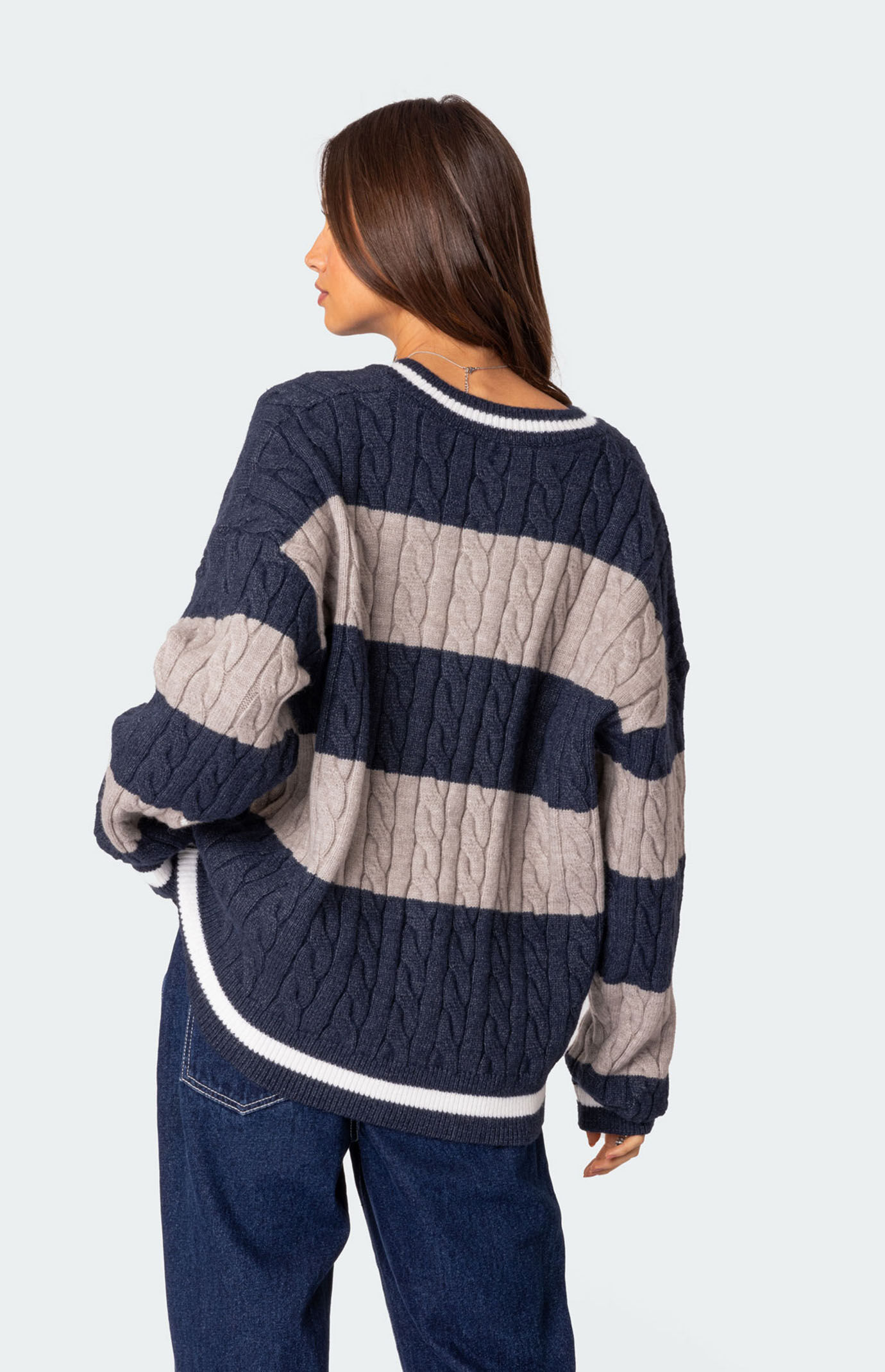 Edikted Romie V-Neck Cable Knit Sweater | PacSun