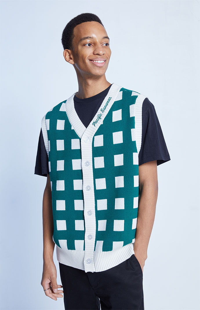 PacSun Pacific Sunwear Grid Sleeveless Sweater Vest PacSun