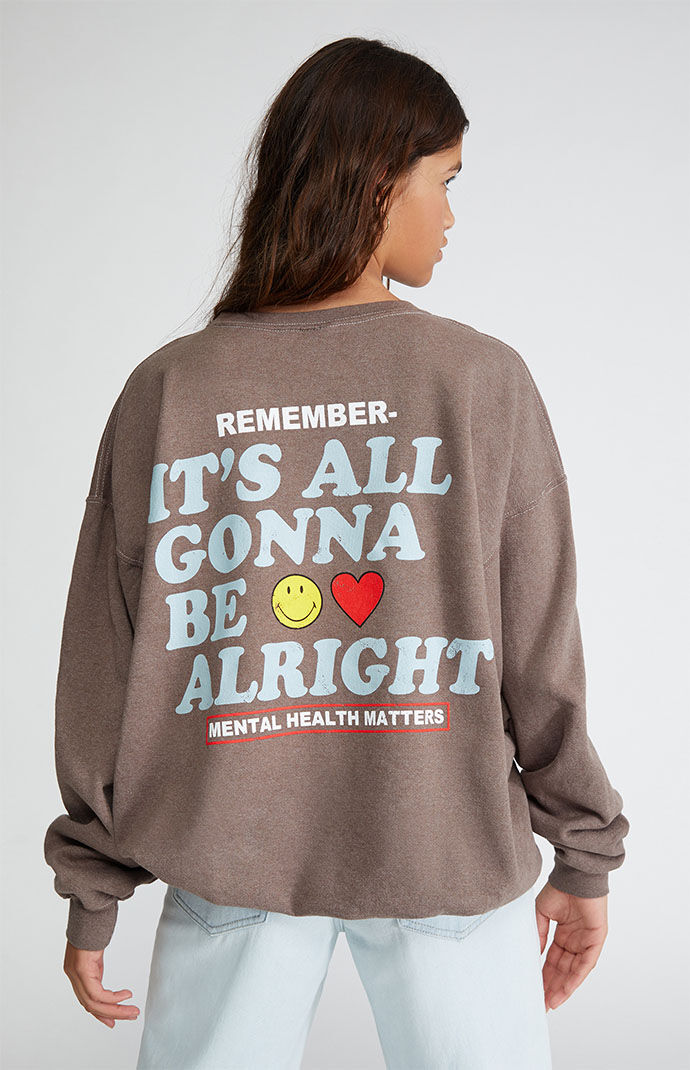 Smiley Mental Health Oversized Crew Neck Sweatshirt PacSun