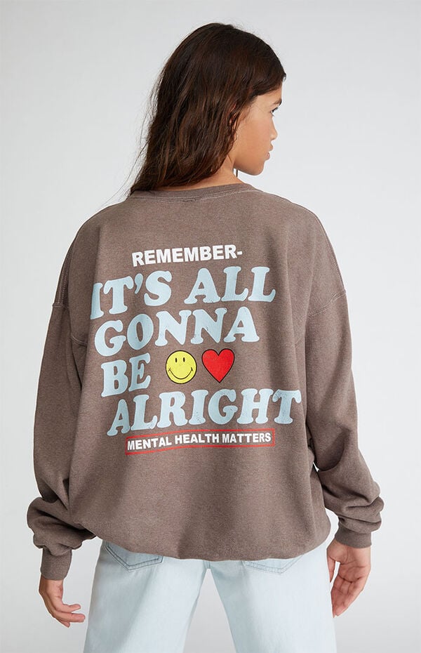 Smiley Mental Health Oversized Crew Neck Sweatshirt | PacSun