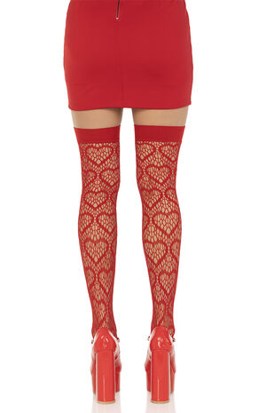 Amore Heart Net Thigh High Tights image number 2