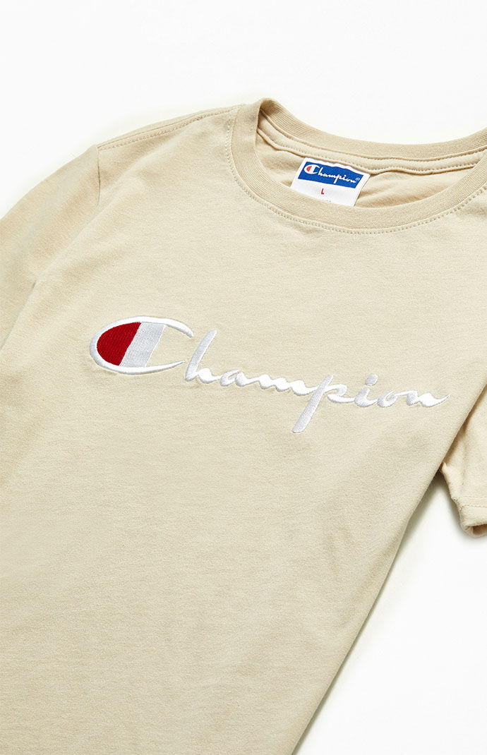 Champion Script Logo Youth Brown Short Sleeve T-Shirt 