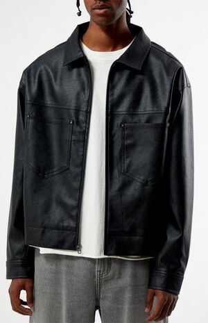 Black Faux Leather Billie Gas Jacket image number 2