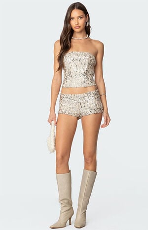 Wavy Baby Sequin Micro Shorts image number 1