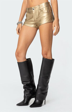 Melodi Faux Leather Micro Shorts image number 3