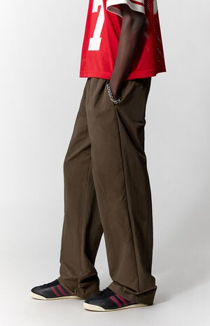 Brown Baggy Nylon Track Pants image number 3