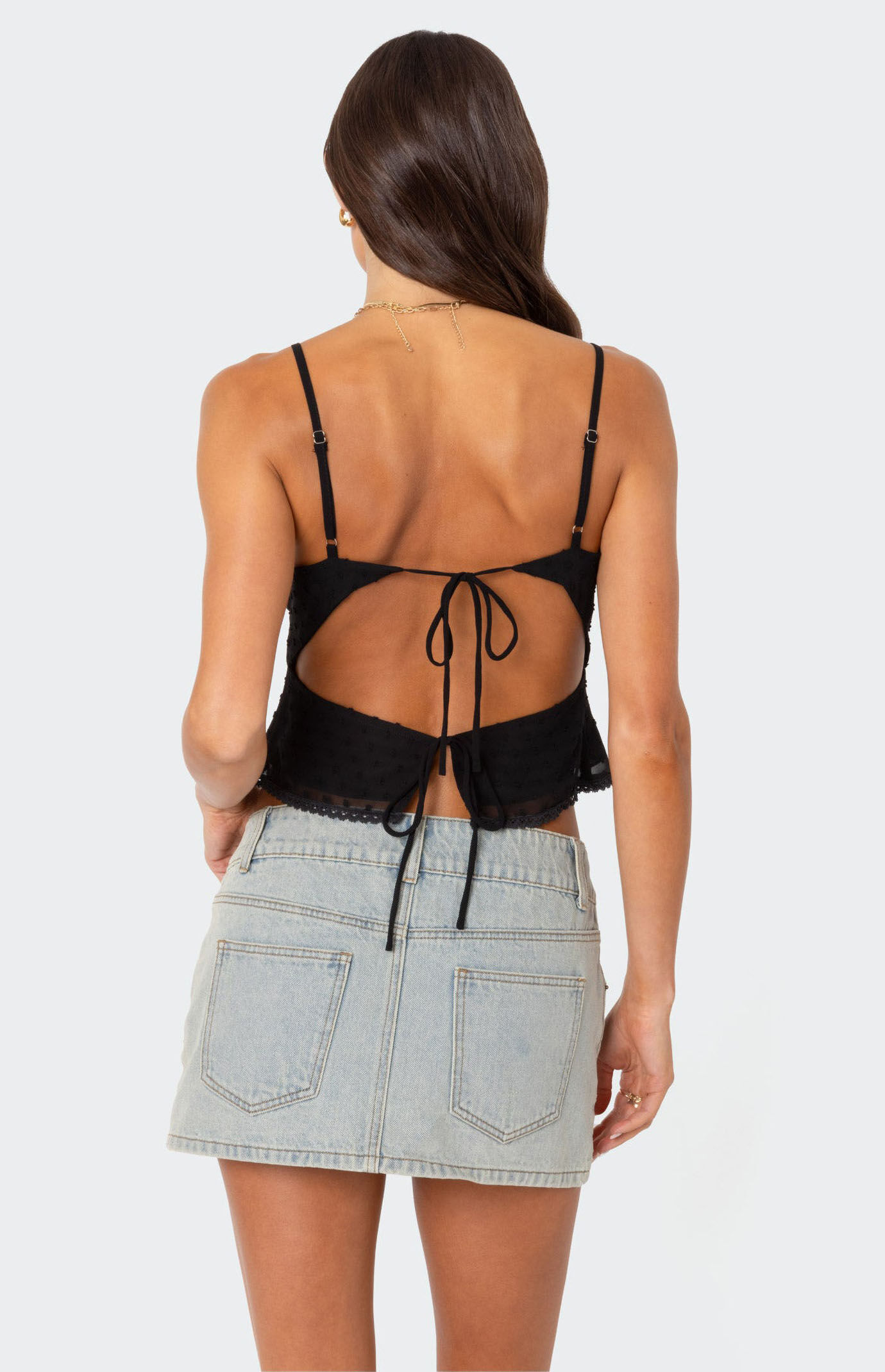 Edikted Wendy Tie Back Lacey Top