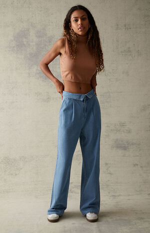 Light Blue Fold-Over Trousers image number 3