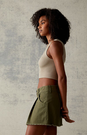 Olive Pleated Mini Skort image number 3